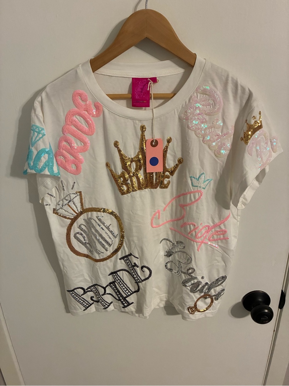 Queen of Sparkles Bride Sequin embellished tee shirt